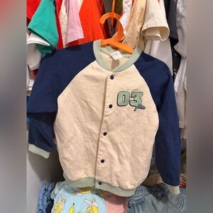 Toddler boys 3t Baseball Style Shirt sweater - Cream and Blue